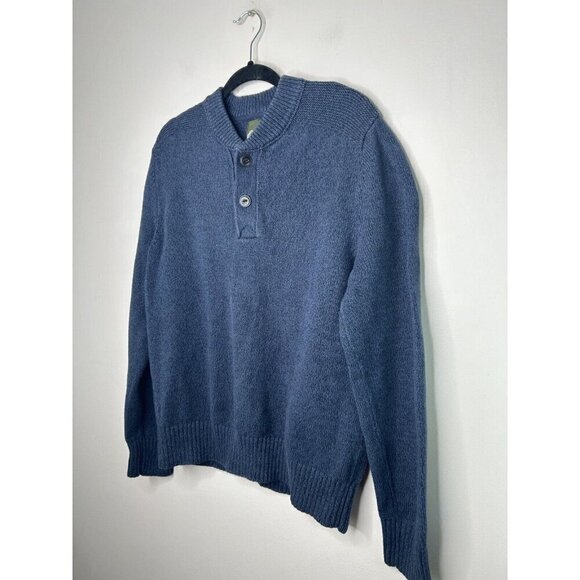 Eddie Bauer Sweater Men's Blue Tight Knit Button Cotton 90s Vintage Size Large - Picture 3 of 10